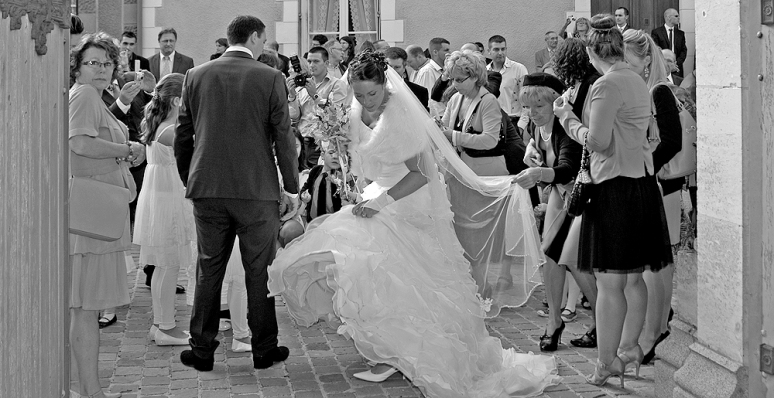Street Photography. Traditional French village wedding